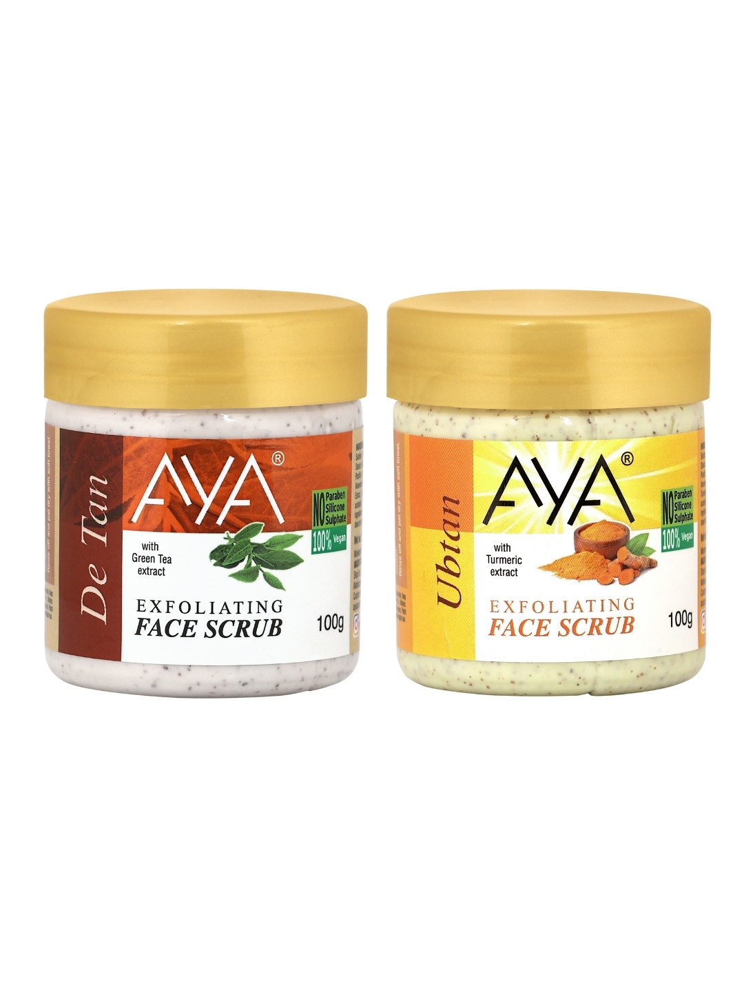 AYA Set Of 2 Detan & Ubtan Exfoliating Face Scrubs - 100 ml Each