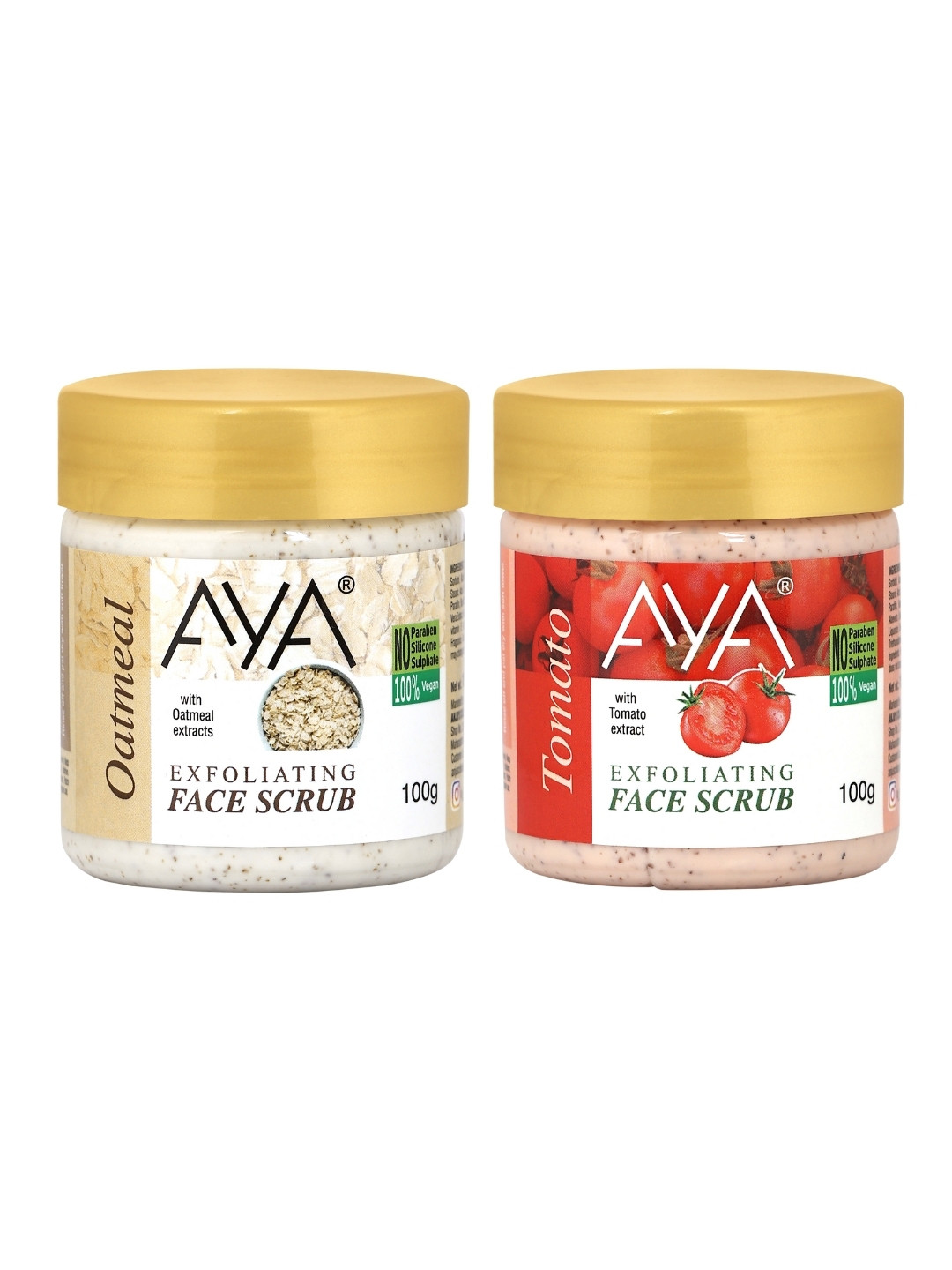 AYA Set Of 2 Oatmeal & Tomato Exfoliating Face Scrubs - 100 ml Each