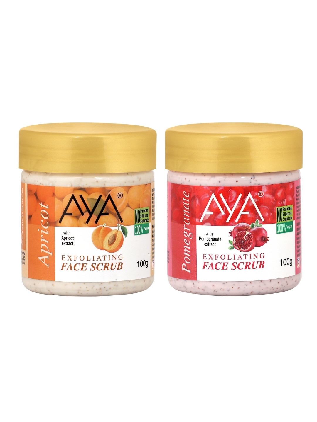 AYA Set Of 2 Apricot & Pomegranate Exfoliating Face Scrubs - 100 ml Each