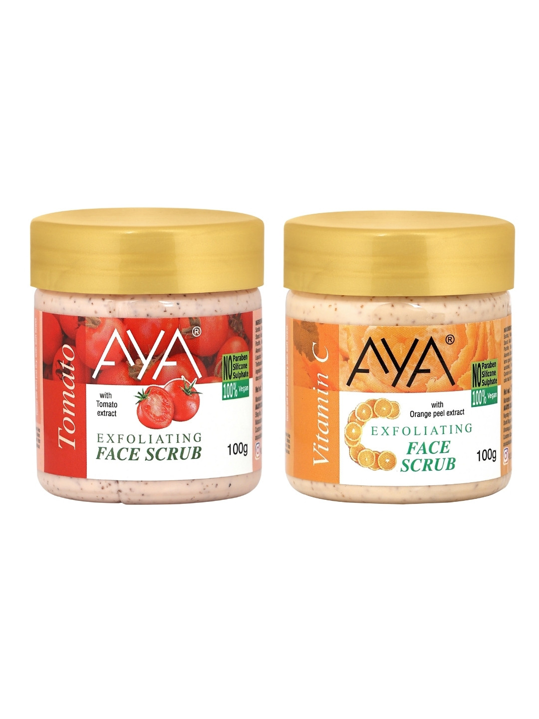 AYA Set Of 2 Vitamin C & Tomato Exfoliating Face Scrubs 100 ml Each