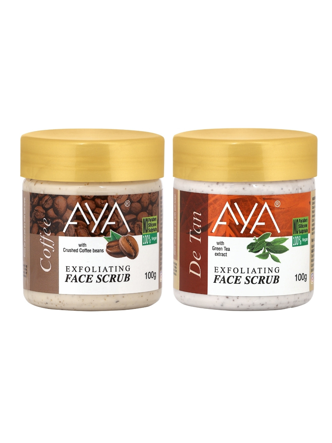 AYA Set Of 2 Coffee & Detan Exfoliating Face Scrubs - 100 ml Each