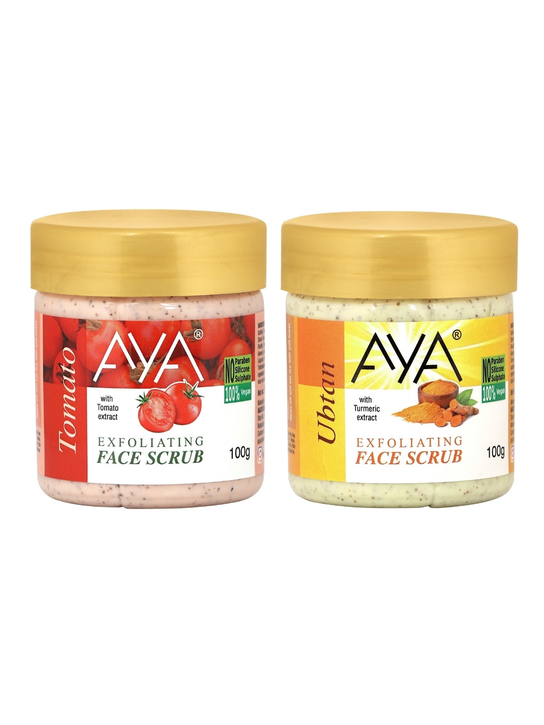 AYA Set Of 2 Tomato & Ubtan Exfoliating Face Scrubs 100 ml Each