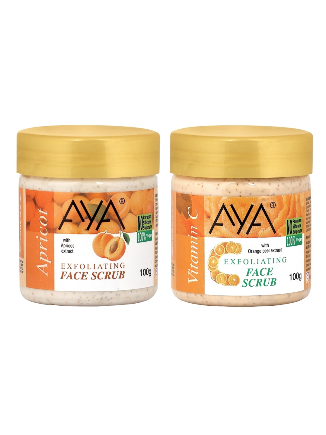 AYA Set Of 2 Apricot & Vitamin C Exfoliating Face Scrubs - 100 ml Each