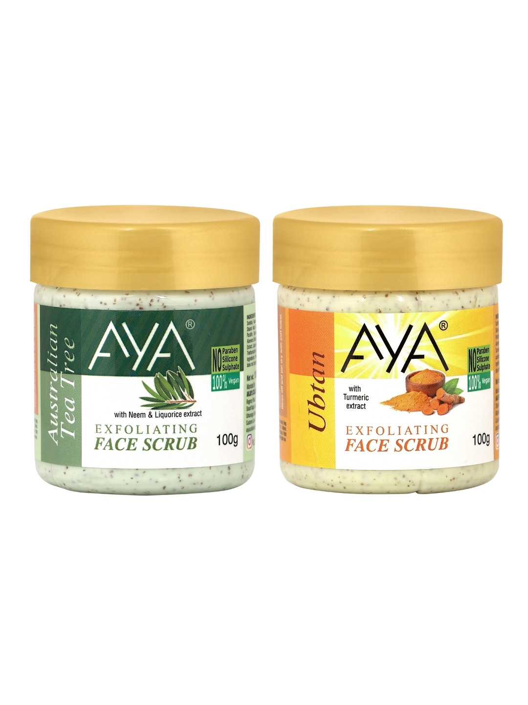 AYA Set Of 2 Tea Tree & Ubtan Exfoliating Face Scrubs - 100 ml Each