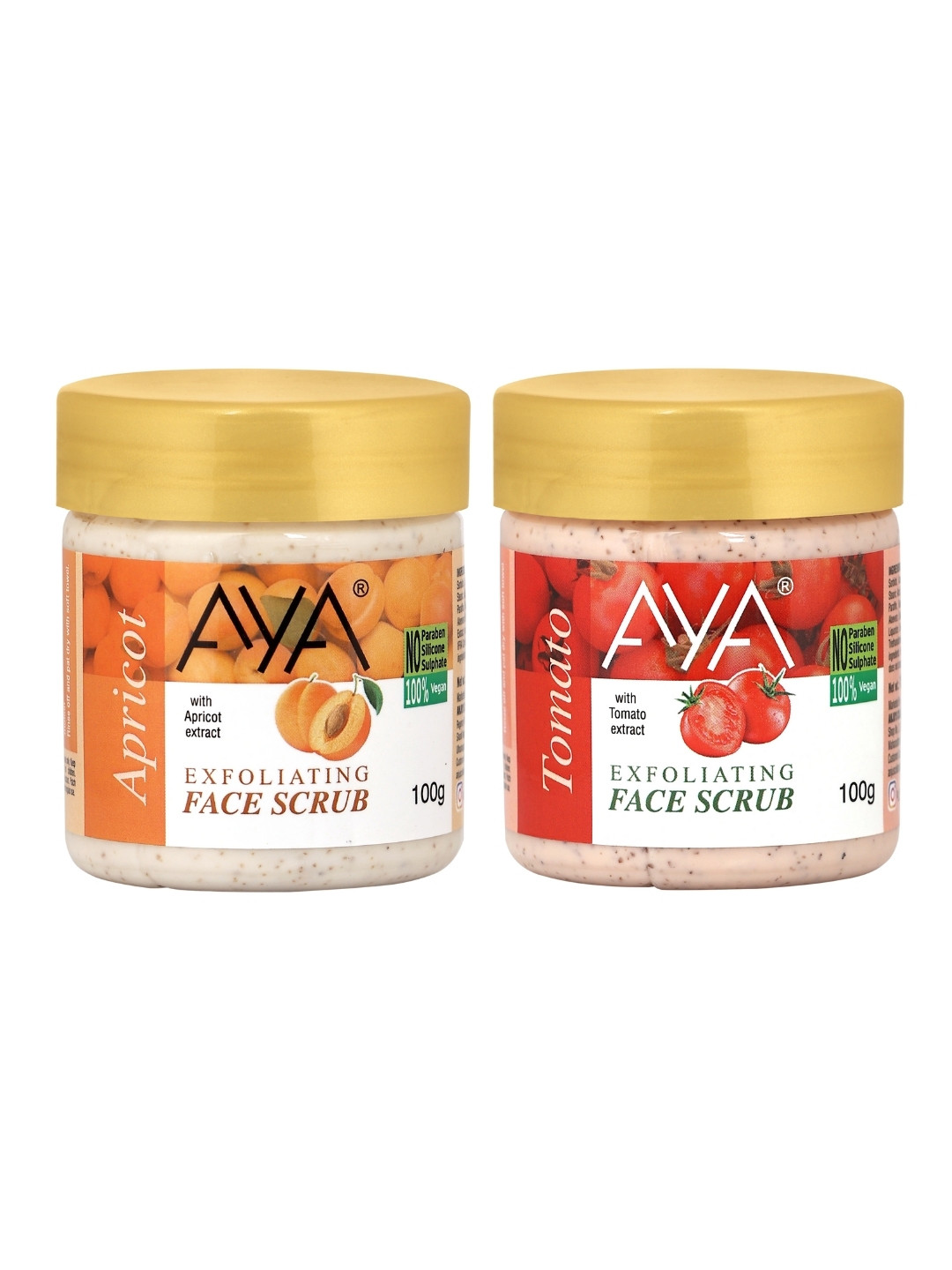 AYA Set of Apricot & Tomato Exfoliating Face Scrubs - 100 ml Each