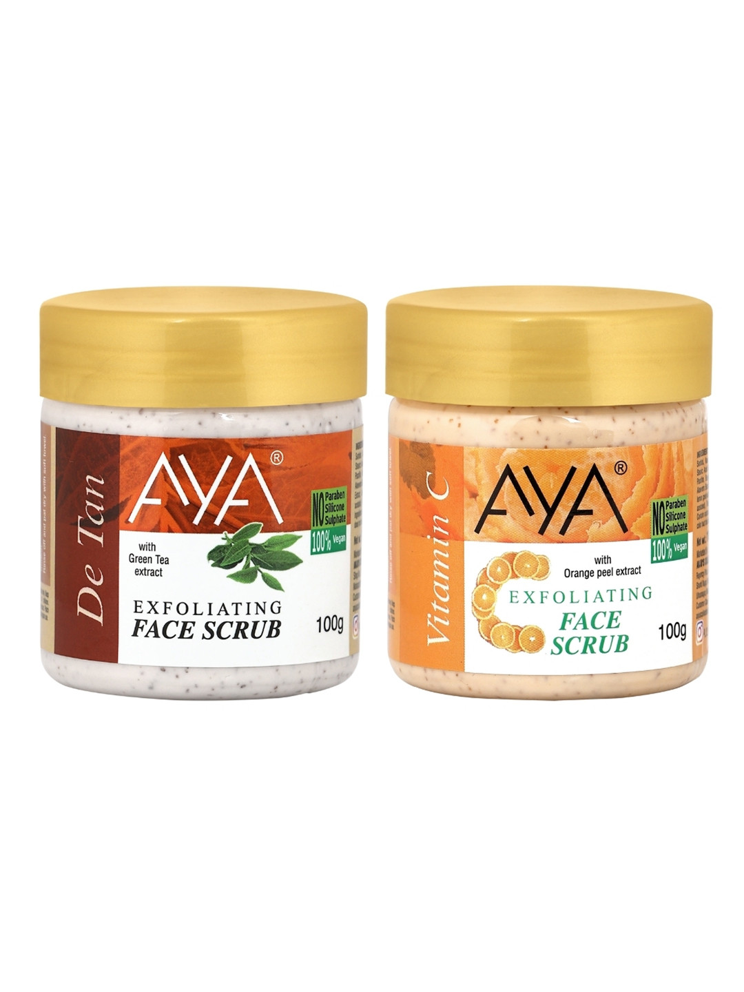 AYA Set of De Tan & Vitamin C Exfoliating Face Scrubs - 100 ml Each