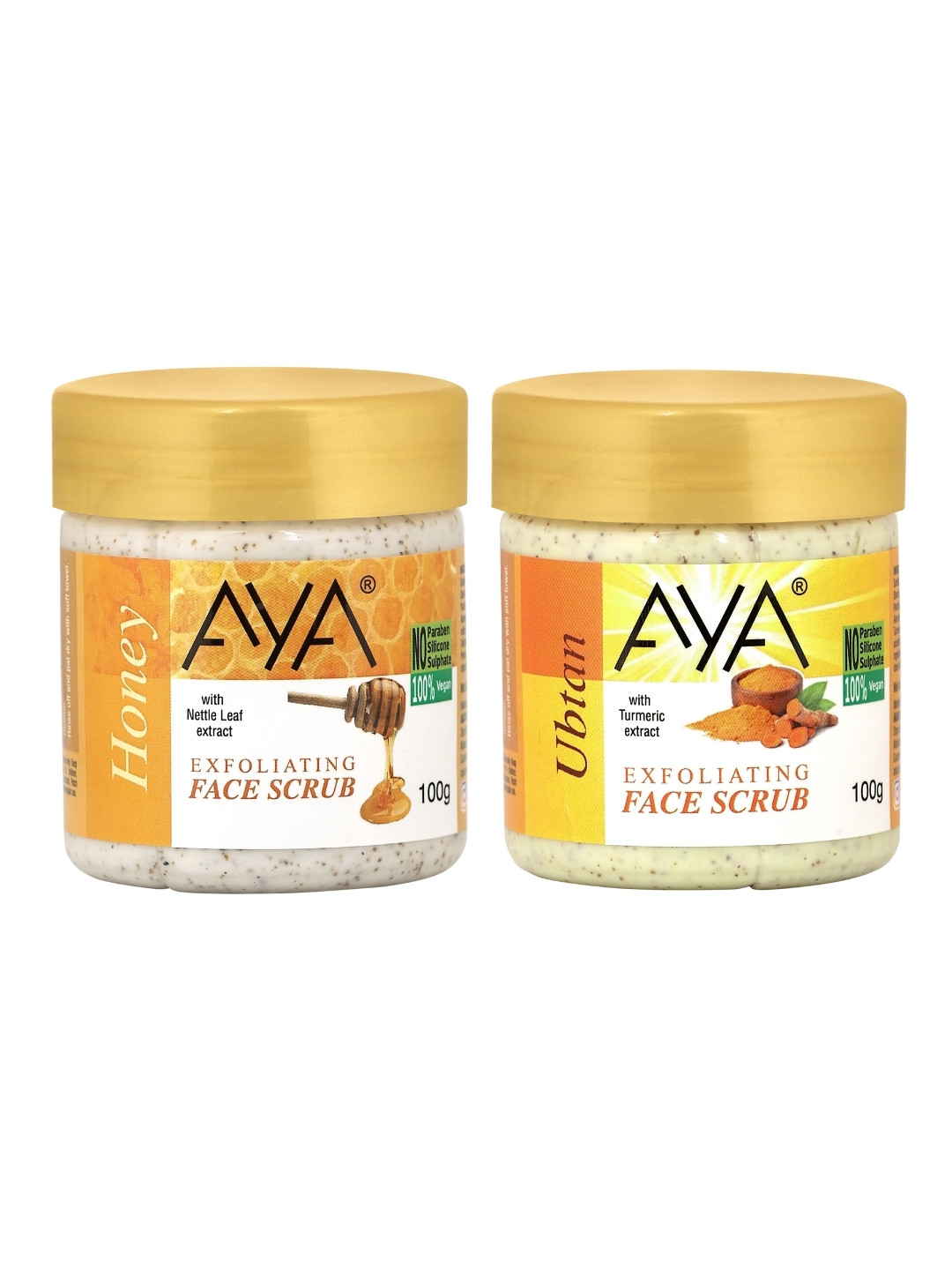 AYA Set of Honey & Ubtan Exfoliating Face Scrubs - 100 ml Each