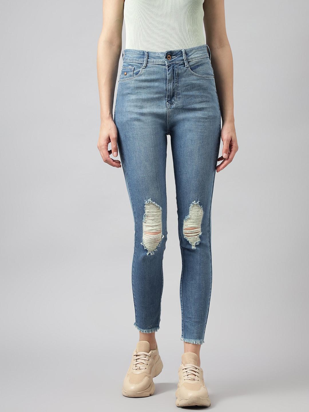 Code 61 Women Skinny Fit High-Rise Light Fade Stretchable Jeans