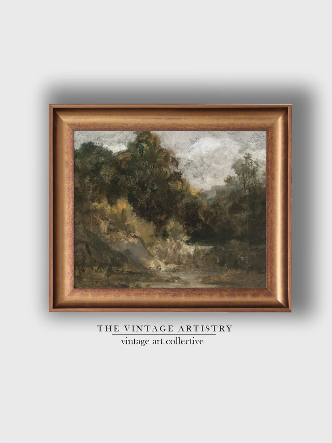 THE VINTAGE ARTISTRY Moody Country Landscape Painting Wall Art