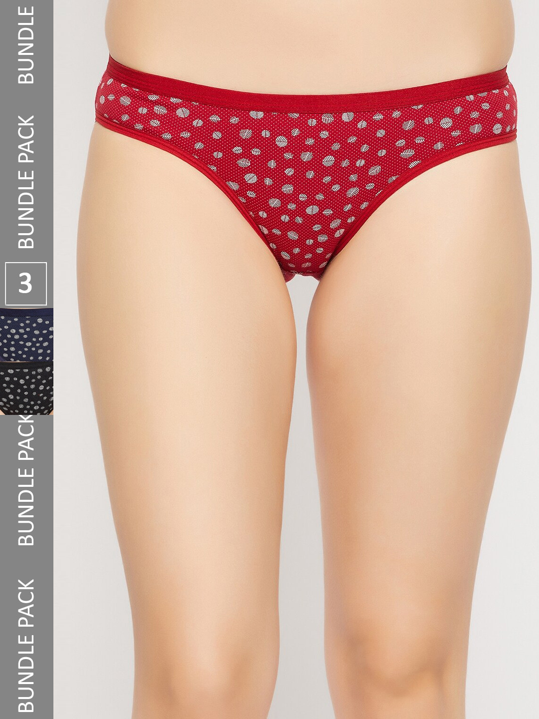 SECRETS BY ZEROKAATA Pack of 3 Assorted Printed Cotton Basic Briefs Panty For Women