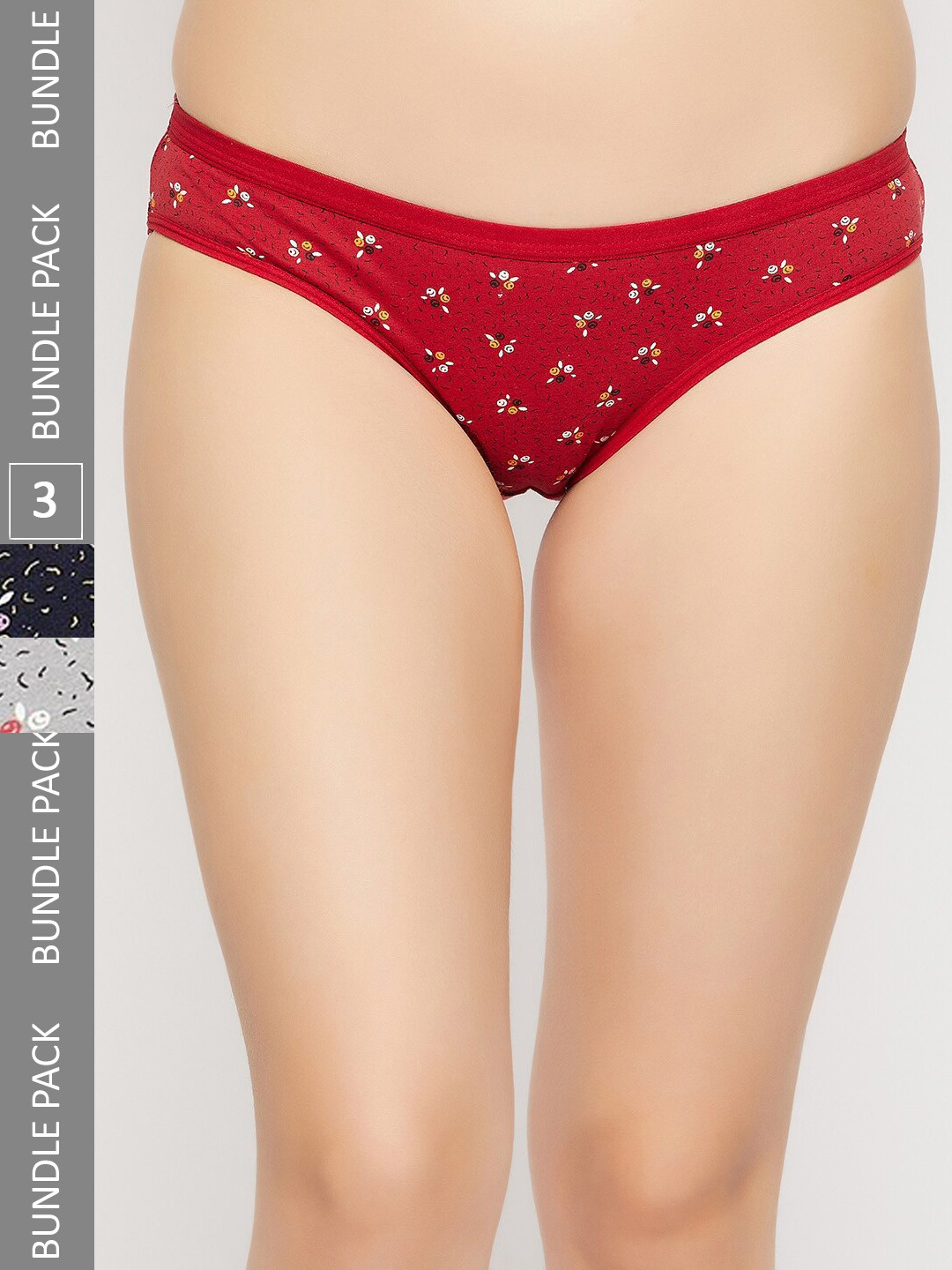 SECRETS BY ZEROKAATA Pack of 3 Assorted Printed Cotton Basic Briefs Panty For Women