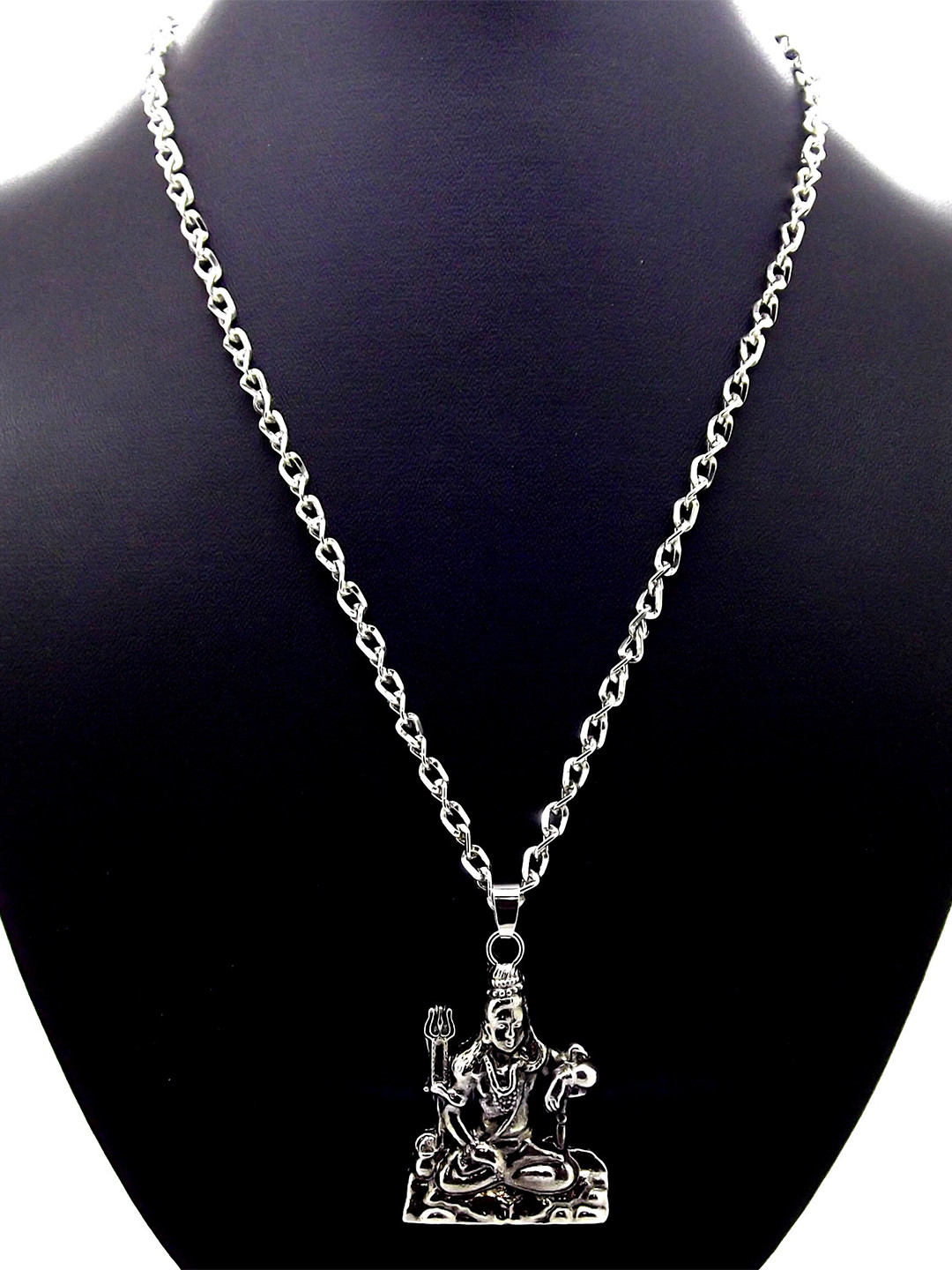 FEMMIBELLA Men Shivji Bholenath Mahadev Silver-Plated Chain with Pendant