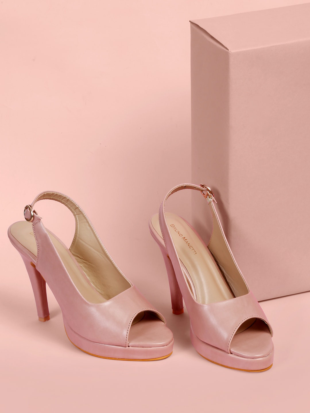 Bruno Manetti Peep Toe Stiletto Heels With Backstrap