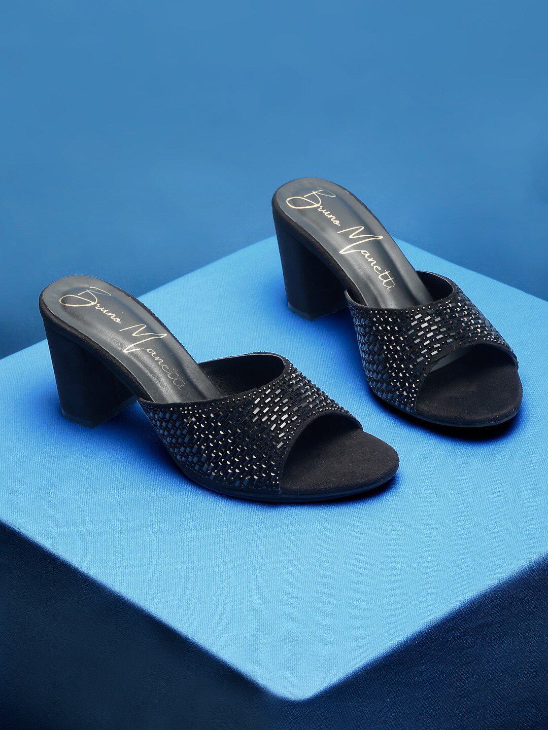 Bruno Manetti Suede Embellished Open Toe Wedges