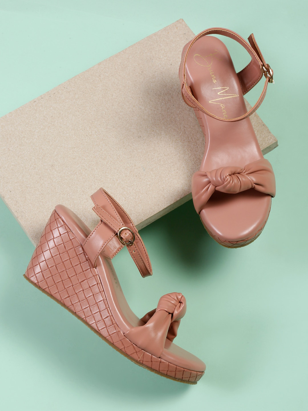 Bruno Manetti Textured Open Toe Wedges With Bows