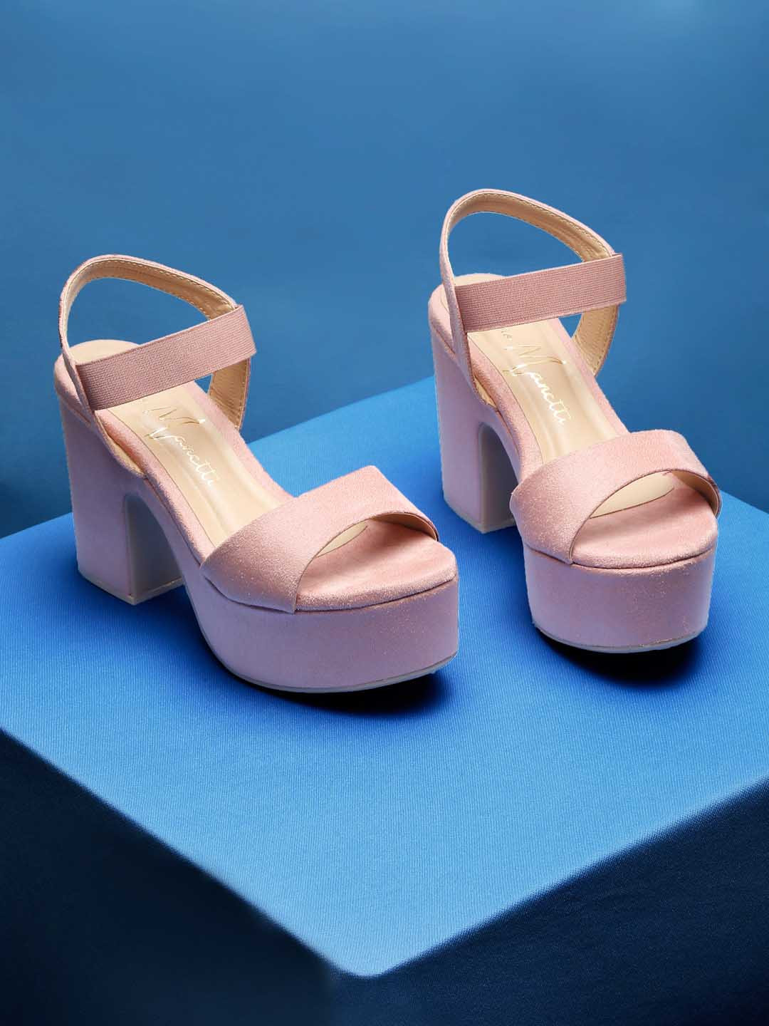 Bruno Manetti Open Toe Suede Block Heels