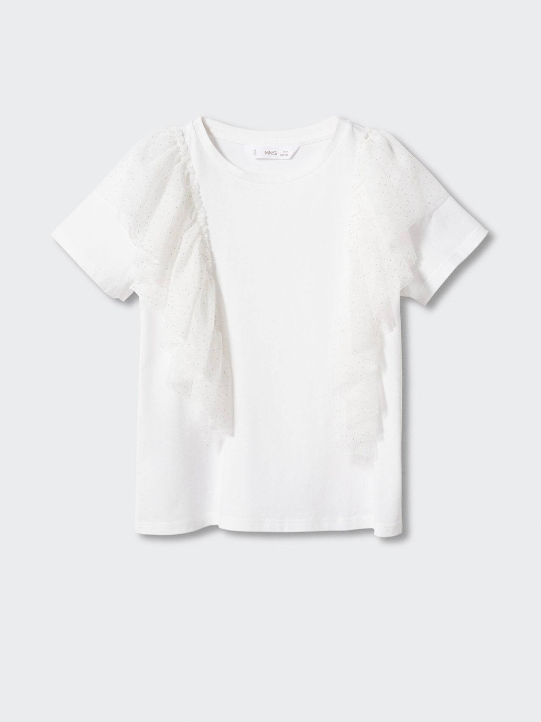 Mango Kids Girls Net Ruffles Pure Cotton Top