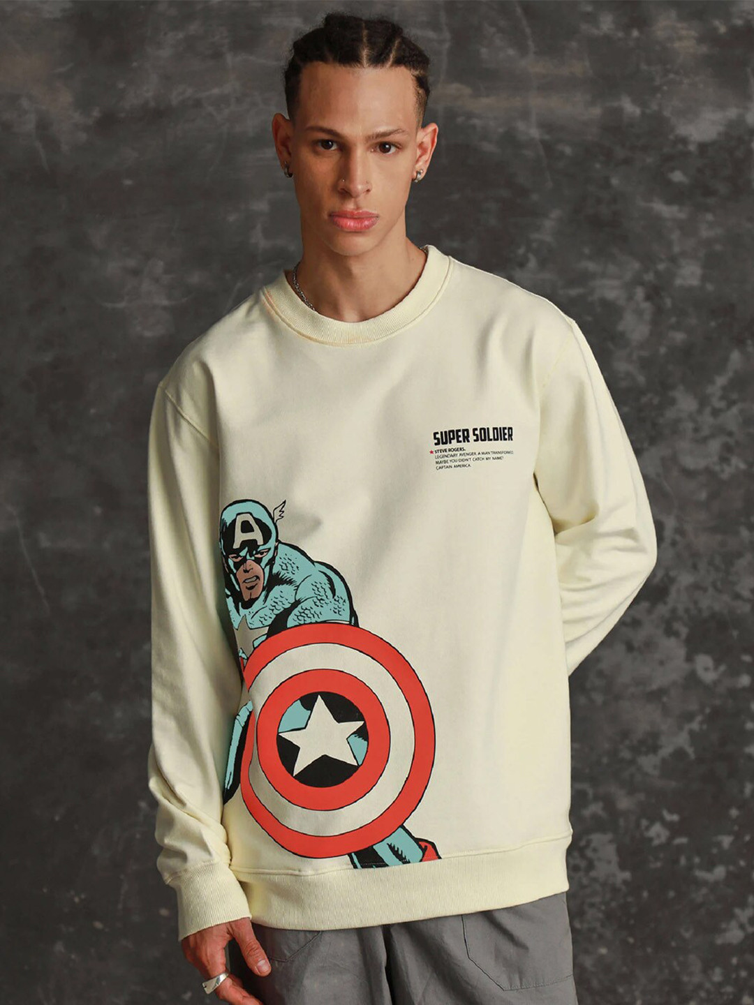 Bonkers Corner Superman Printed Round Neck Cotton Sweatshirt