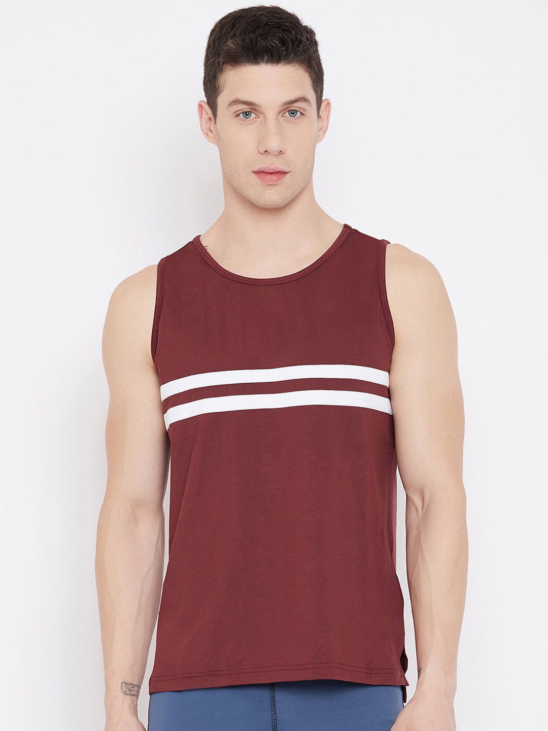 JUMP USA Stripped Round Neck Sleeveless T-shirt