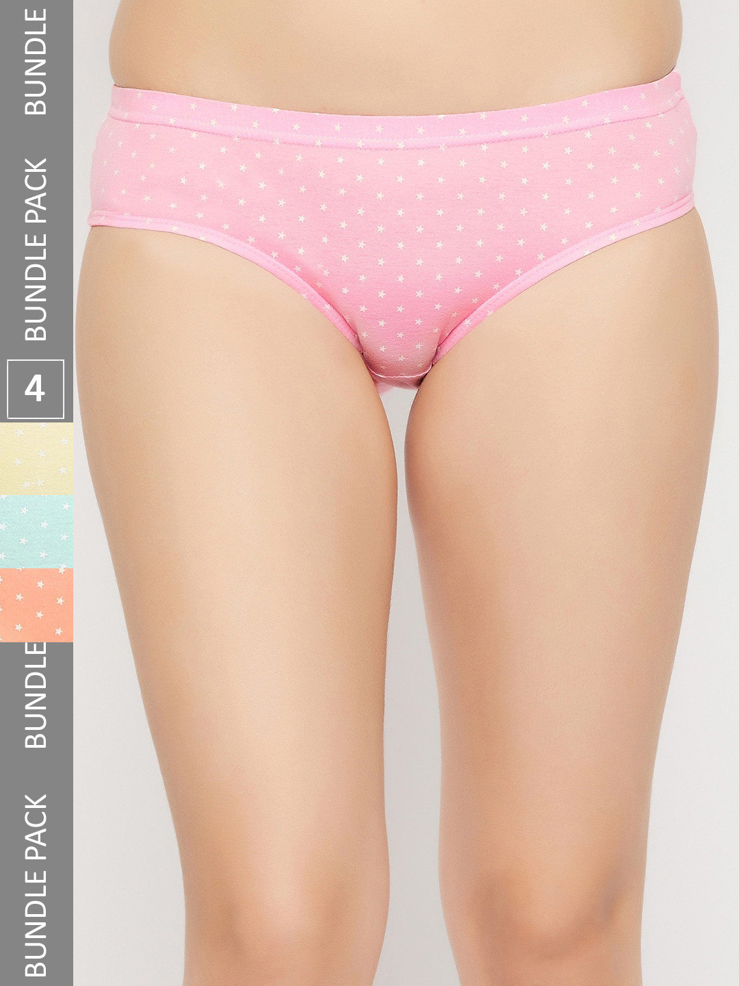 SECRETS BY ZEROKAATA Pack of 4 Assorted Printed Cotton Basic Briefs Panty For Women