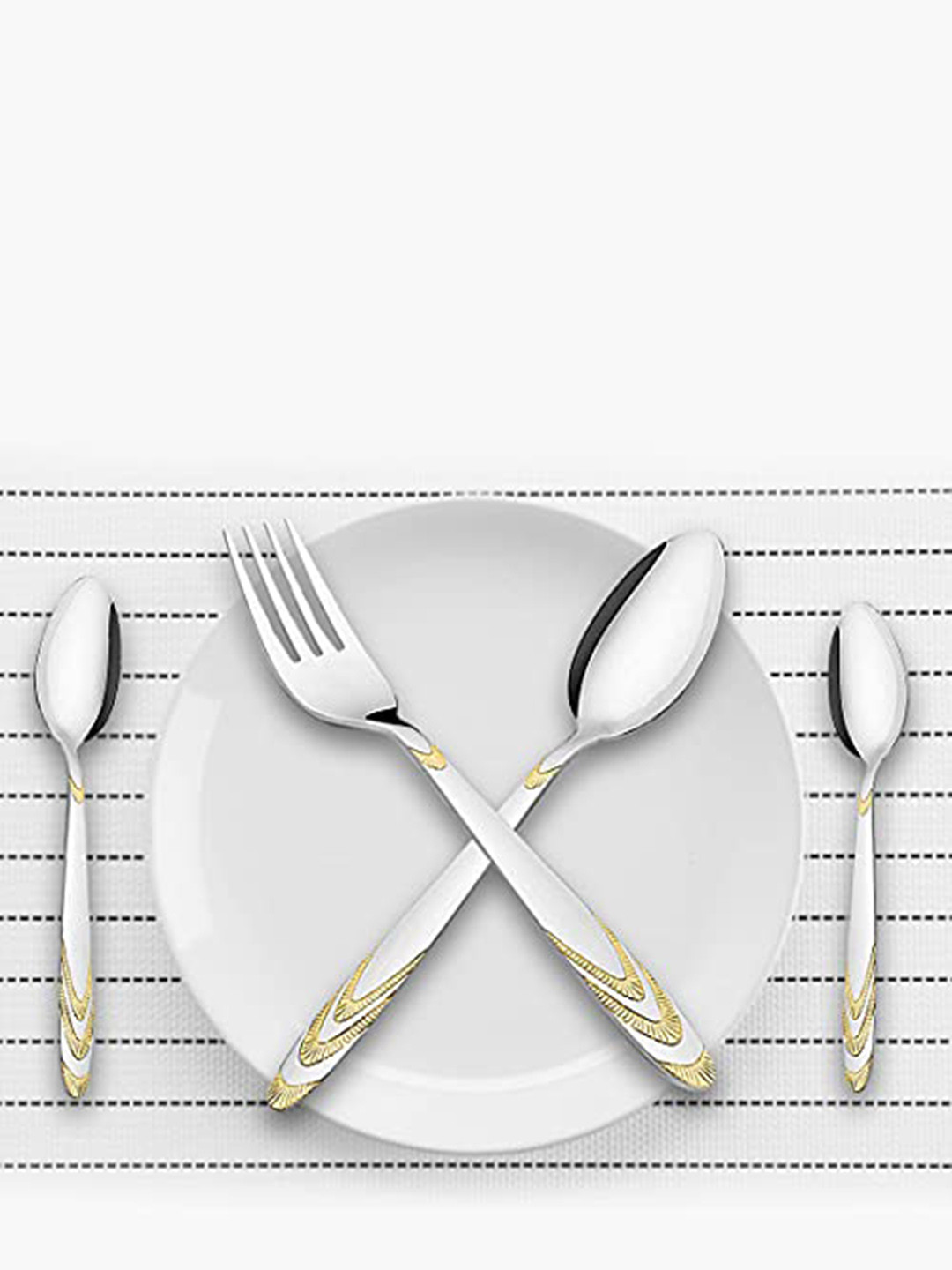 FNS 24 Pcs Silver-Toned Cutlery Set With Cutlery Stand