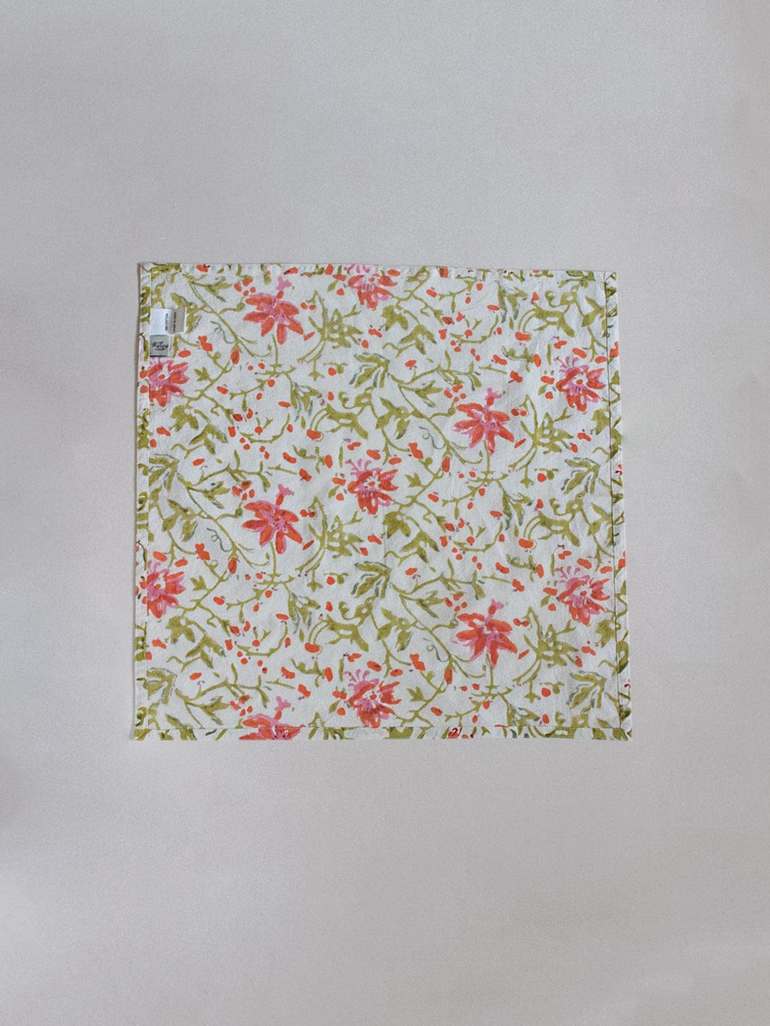 The Wishing Chair White & Green 6 Piece Printed Cotton Table Napkins
