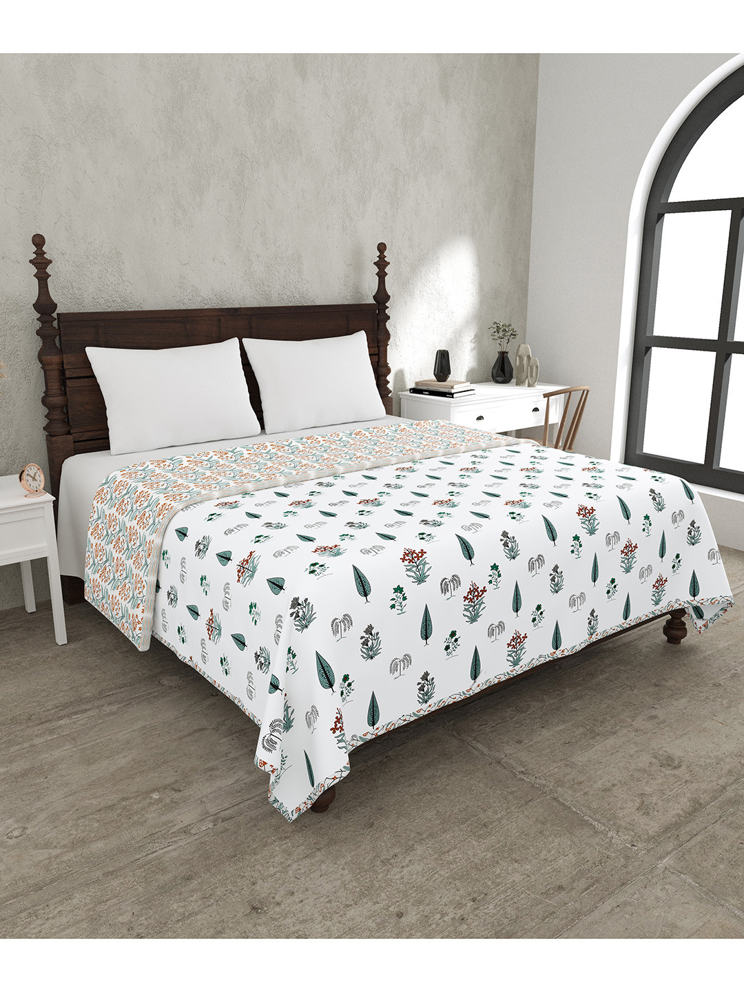 JAIPUR FABRIC Green Pacific White & Green Mild Winter 120 GSM Double Bed Dohar
