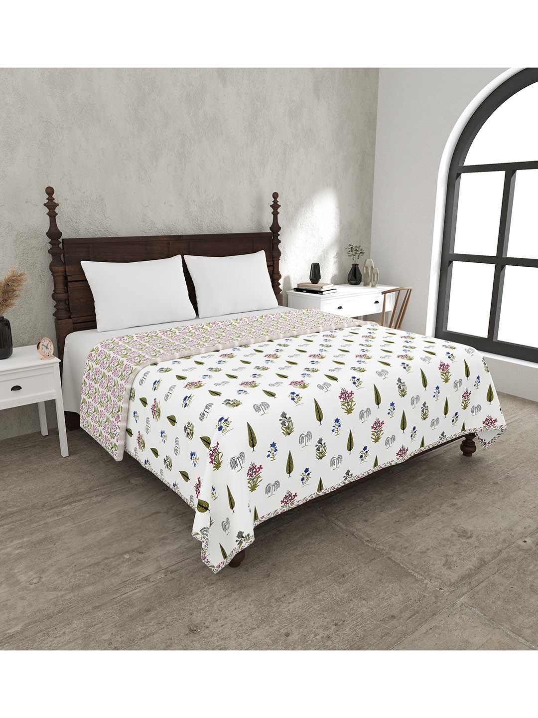 JAIPUR FABRIC Green Floral Mild Winter 120 GSM Double Bed Dohar