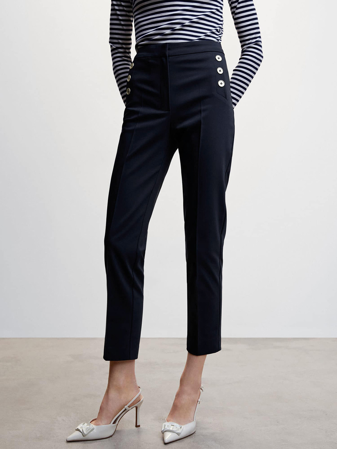 MANGO Women Sustainable High-Rise Trousers