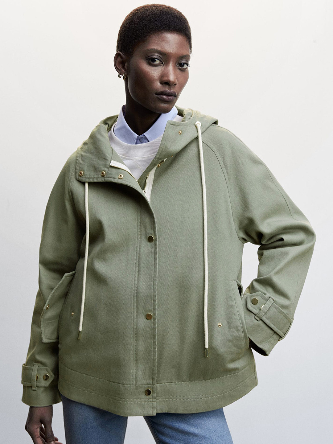 MANGO Hooded Pure Cotton Tailored Jacket