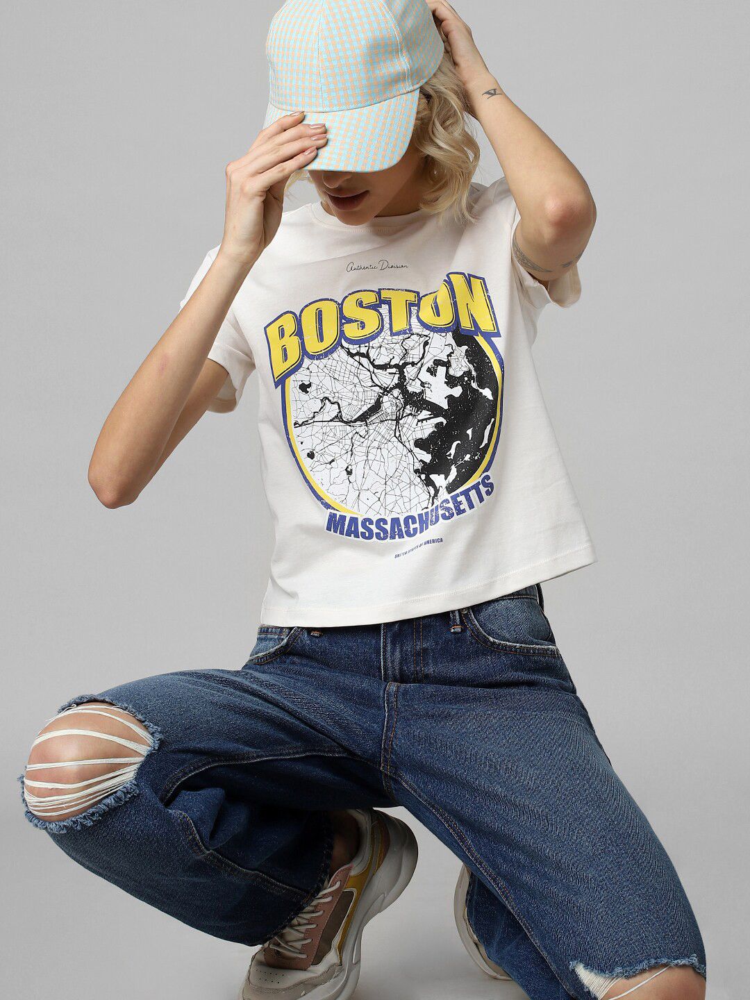 ONLY Graphic Printed Knitted Cotton T-shirt