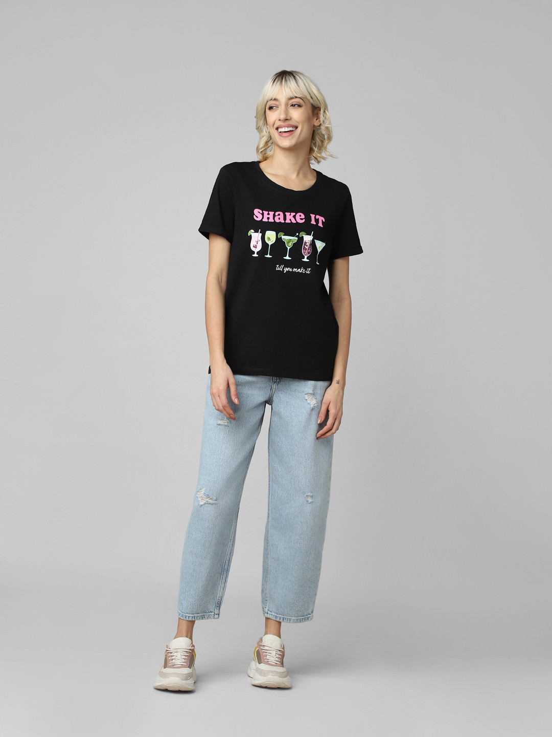 ONLY ONLKITA Printed Knitted CottonT-shirt