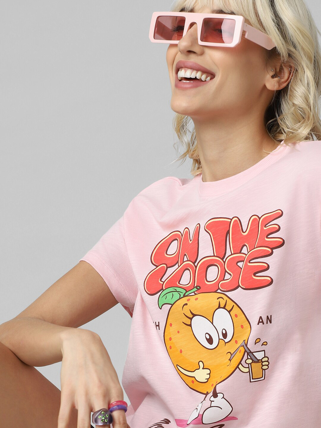 ONLY Onlfammi SS JRS Graphic Printed Cotton T-shirt