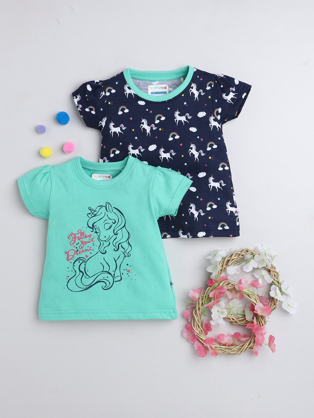 BUMZEE Kids Conversational Printed Pack Of 2 Cotton T-Shirts