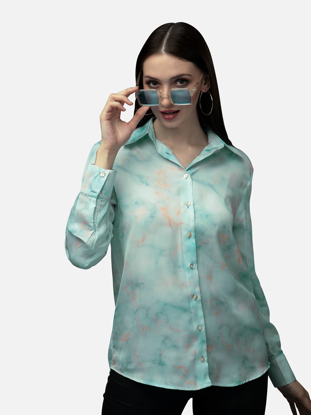 NEOFAA Women Tie-Dye Faded Regular Fit Casual Shirt