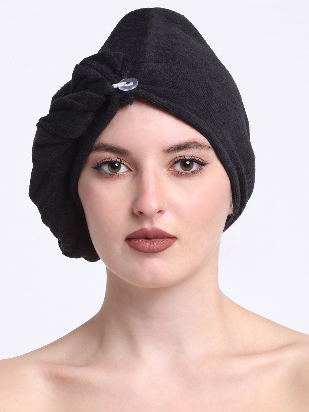 Creeva Luxury Black Pure Cotton 380 GSM Anti Bacterial Hair Wrap Towel