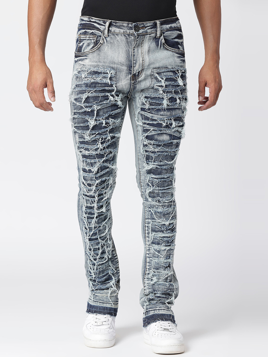 WAIMEA Men Bootcut Heavy Distressed Stretchable Jeans