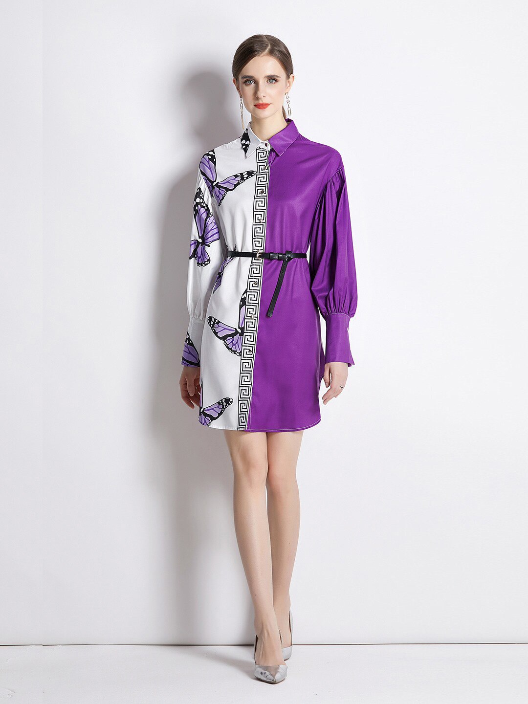 JC Collection Women Graphic Printed Cuffed Sleeves Casual Shirt Dresses