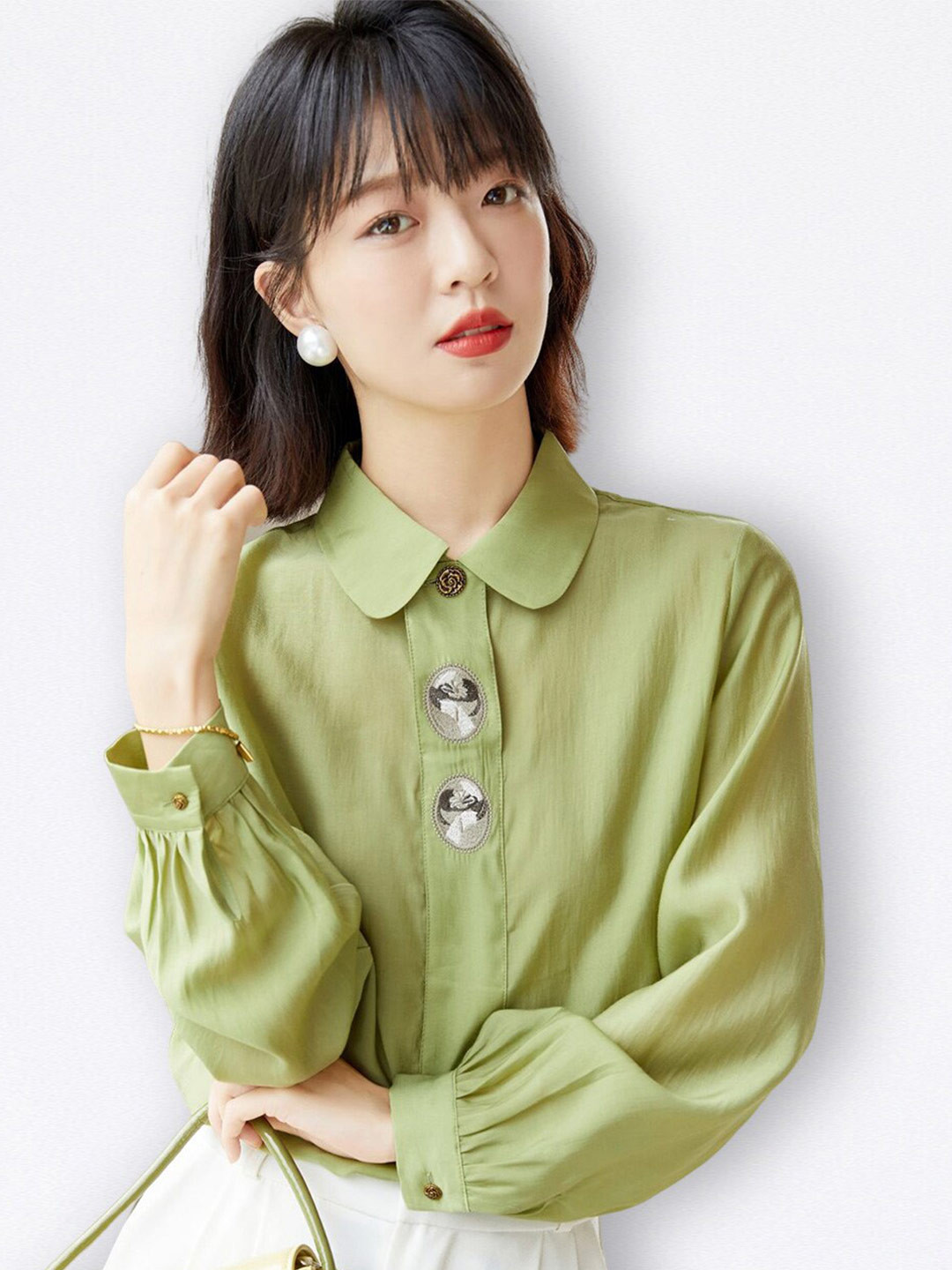 JC Collection Peter Pan Collar Casual Shirt