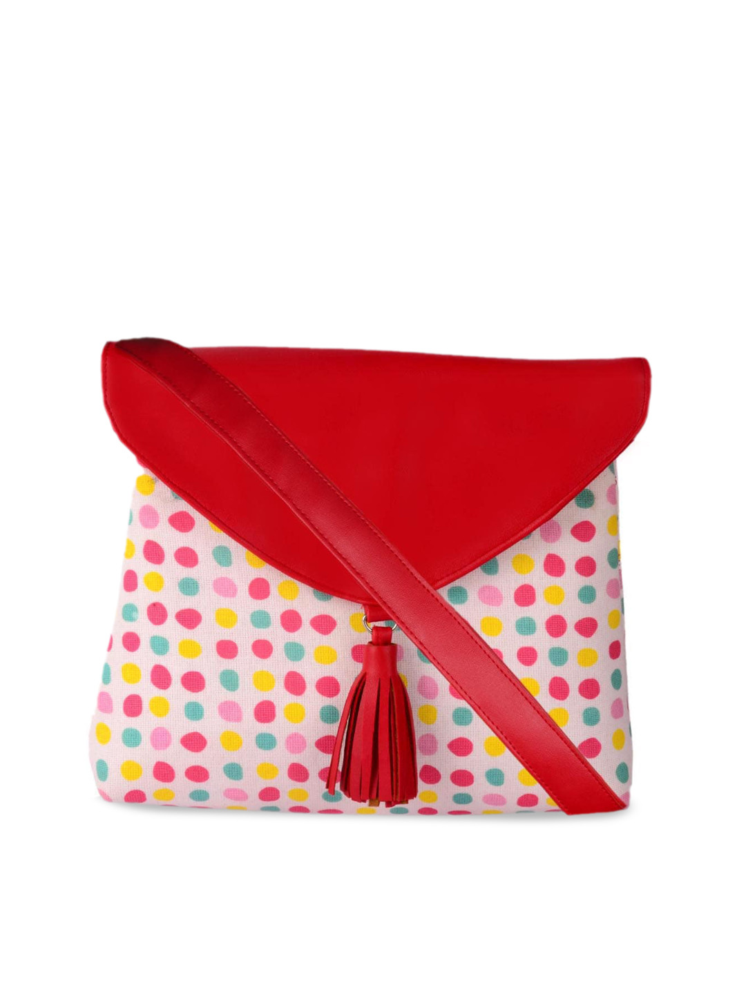 REZZY Geometric Printed Leather Structured Sling Bag with Tasselled