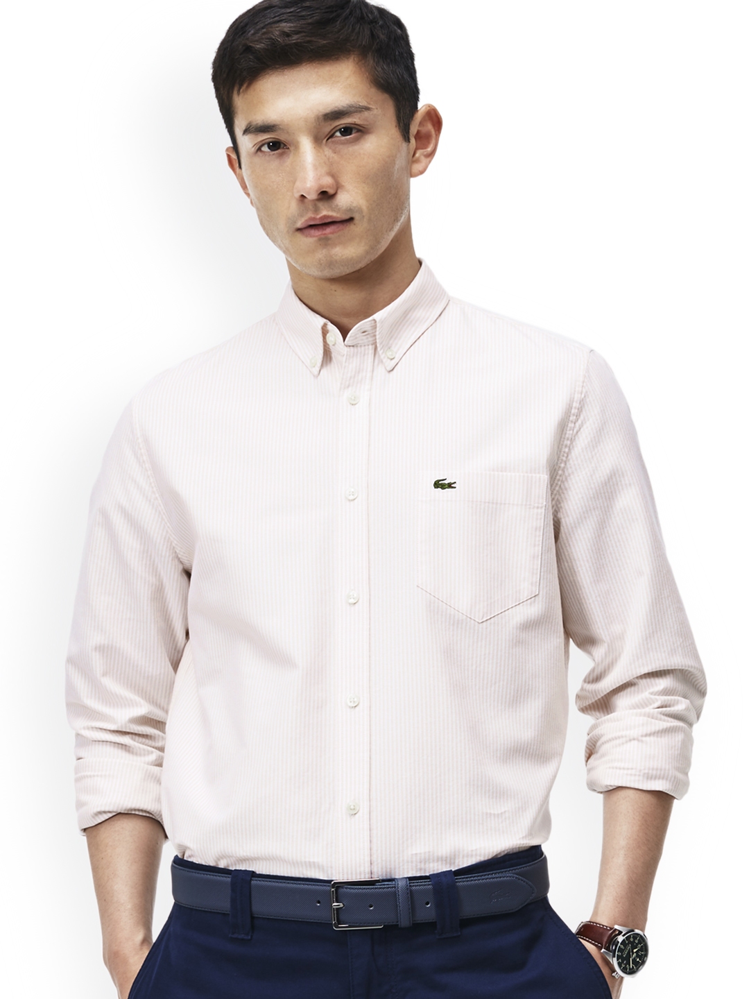 velstand lære Vant til Buy Lacoste Men Pink & White Regular Fit Striped Semiformal Shirt - Shirts  for Men 2220861 | Myntra