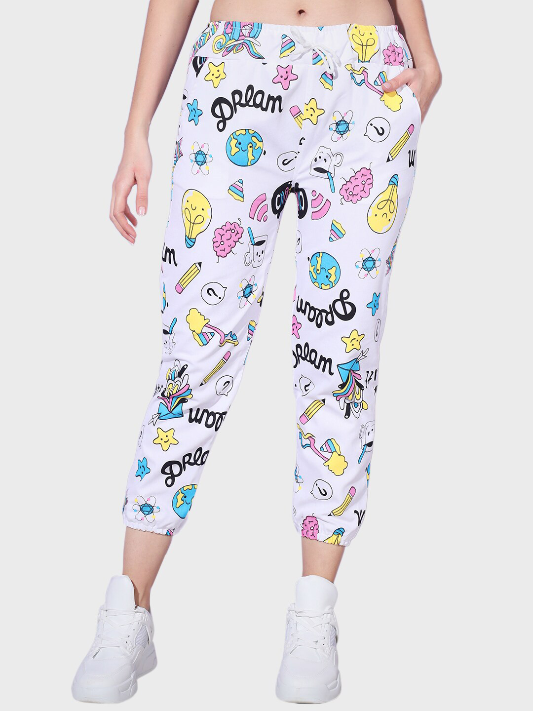 BUY NEW TREND Women Printed Comfort Slim Fit Easy Wash Cotton Joggers