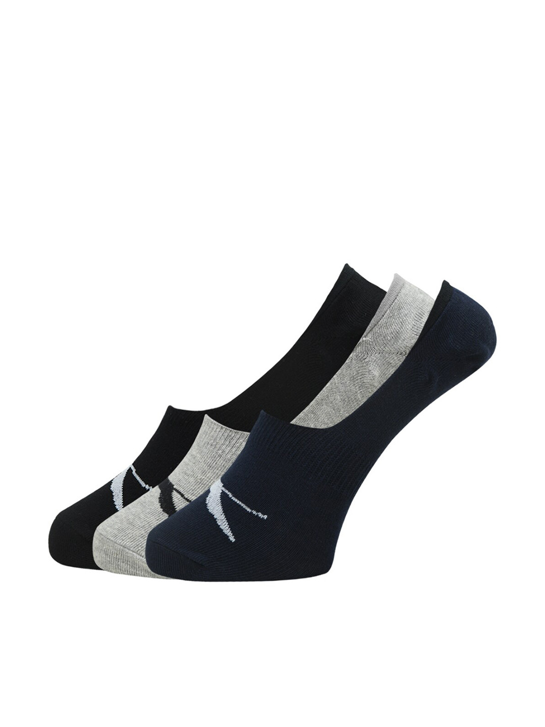 Slazenger Men Pack Of 3 Assorted Brand Logo Printed Light-Weight Shoe Liner Loafer Socks