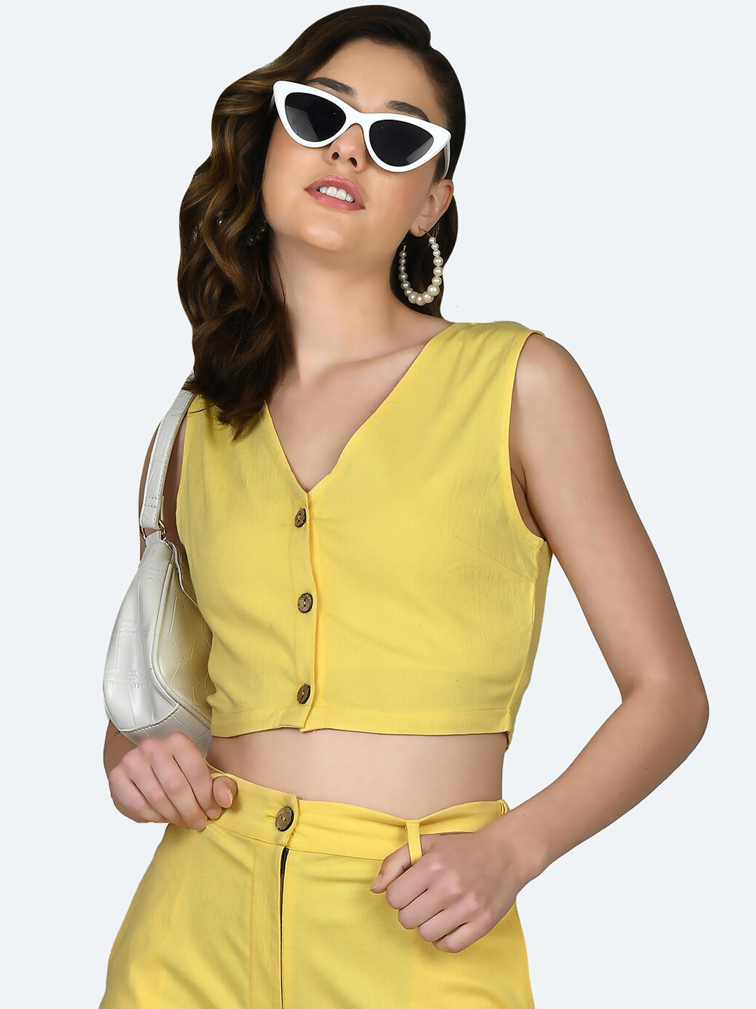 Zink London Women V-Neck Fitted Crop Top
