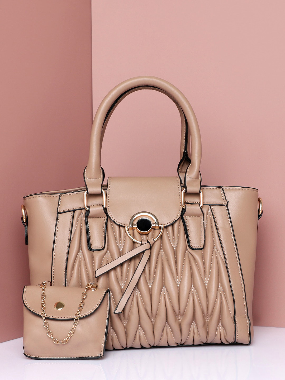 HAUTE SAUCE   Textured Structured Water Resistant PU Handheld Bag