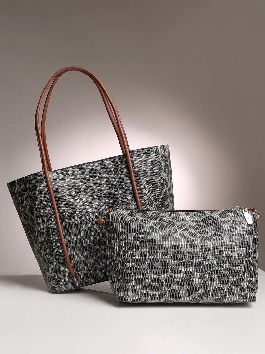 HAUTE SAUCE  Animal Printed Water Resistant PU Oversized Shoulder Bag