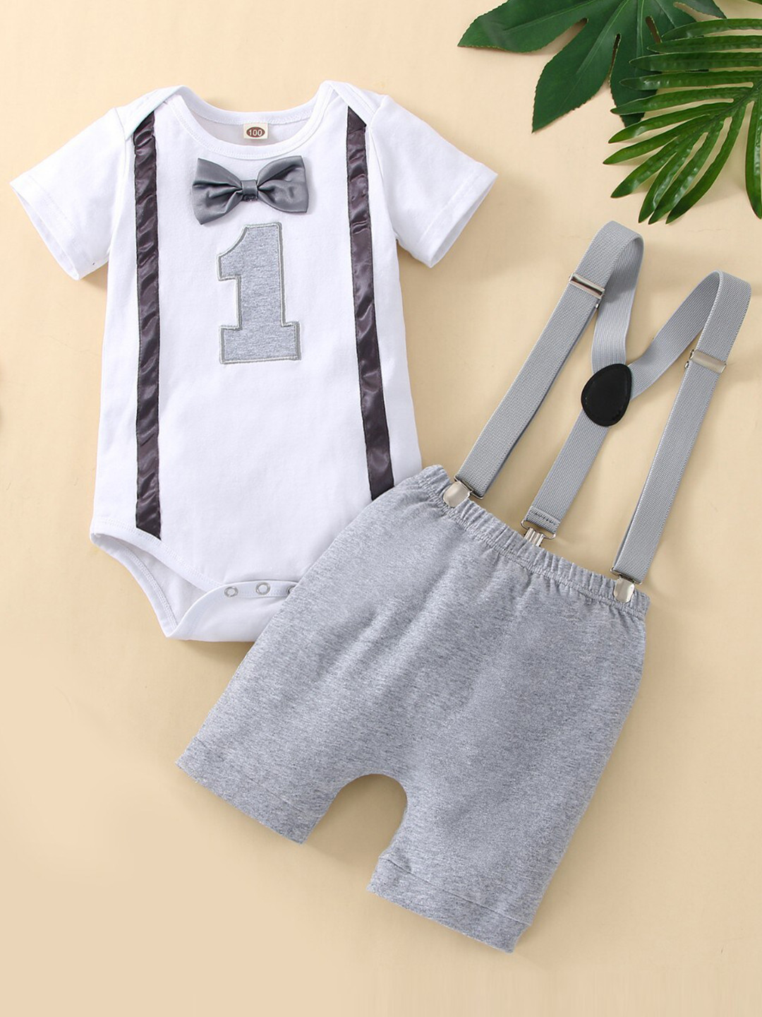 Babymoon Infants Cotton Romper & Suspender Clothing Set