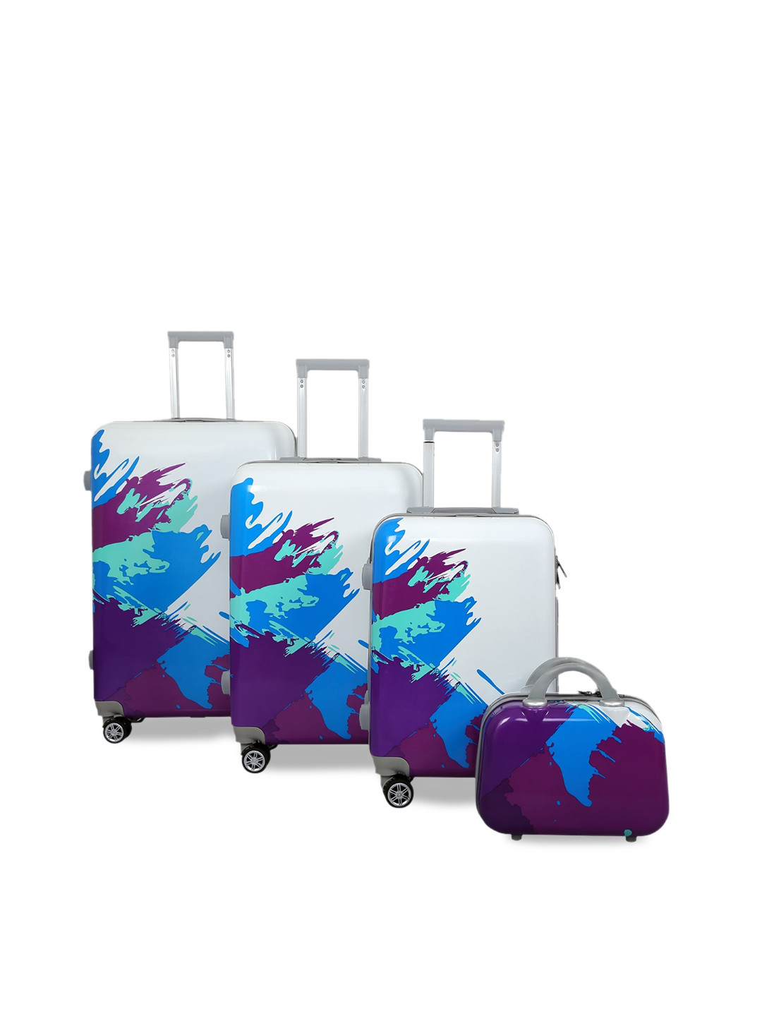 Polo Class Set Of 4 Printed Trolley Suitcases With Vanity Bag