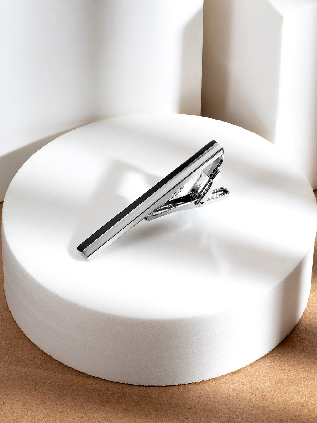 Peora Silver-Plated Satin Two Tone Tie Pin
