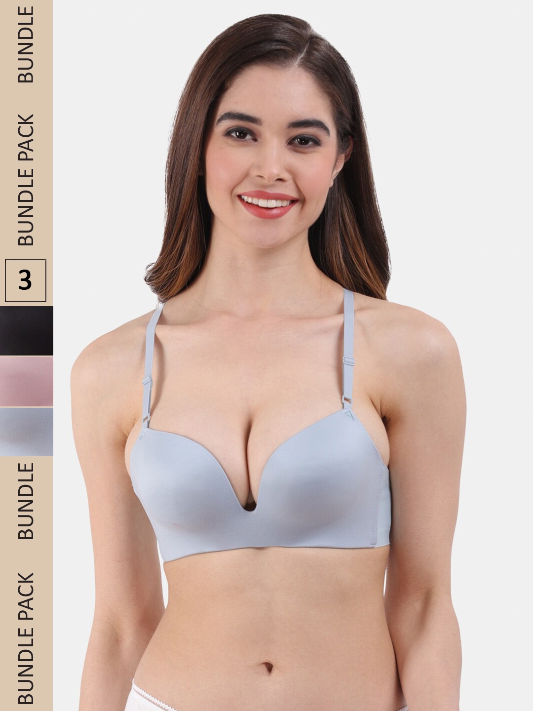 Amour Secret Pack of 3 Lightly Padded All Day Comfort Seamless Push-Up Bra